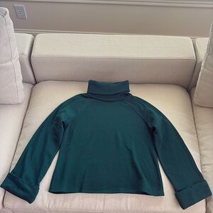 Bell Sleeve Dark Green Turtleneck Sweatshirt